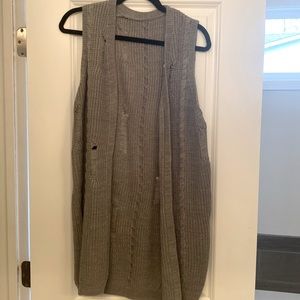 Gray tunic length knit vest